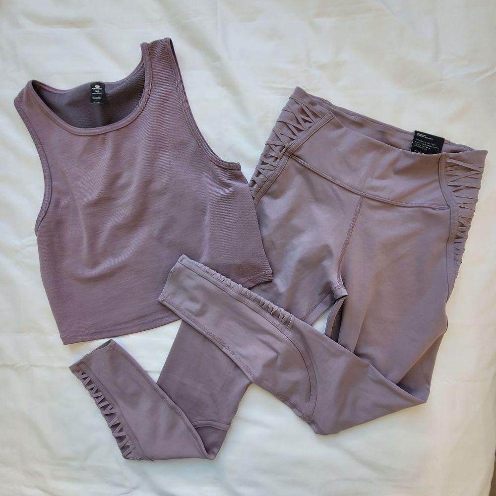 90Ā Degree By Reflex Mauve Ribbed Knit Tank Size M - Picture 7 of 8